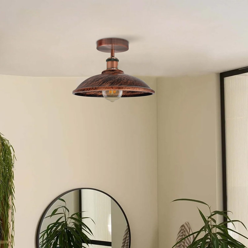 1 - Light Rustic Red Bowl Pendant
