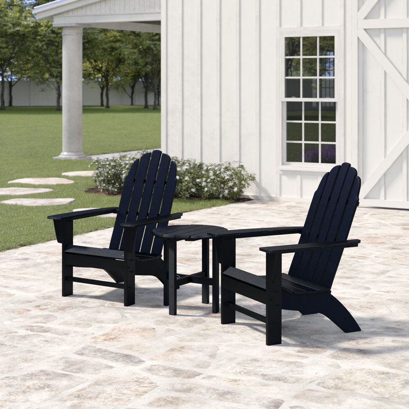 POLYWOOD Classic Folding Adirondack 3-Piece Set, Black