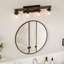 4 lumières de meuble-lavabo à intensité variable 4 lumières, bois massif résistant à l'humidité et métal noir, abat-jour en verre transparent, style industriel-480227732