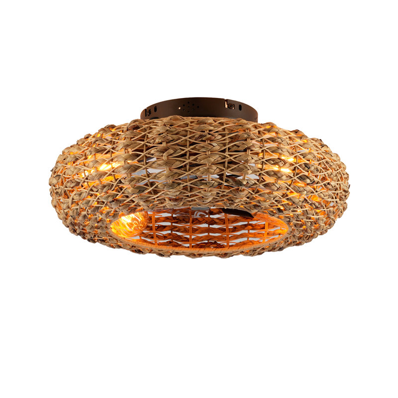 Ventilateur de plafond en bambou 19,6 "avec télécommande, 6 vitesses, ventilateur de plafond réversible à moteur à courant continu pour le salon, la chambre à coucher - AMPOULES NON INCLUSES