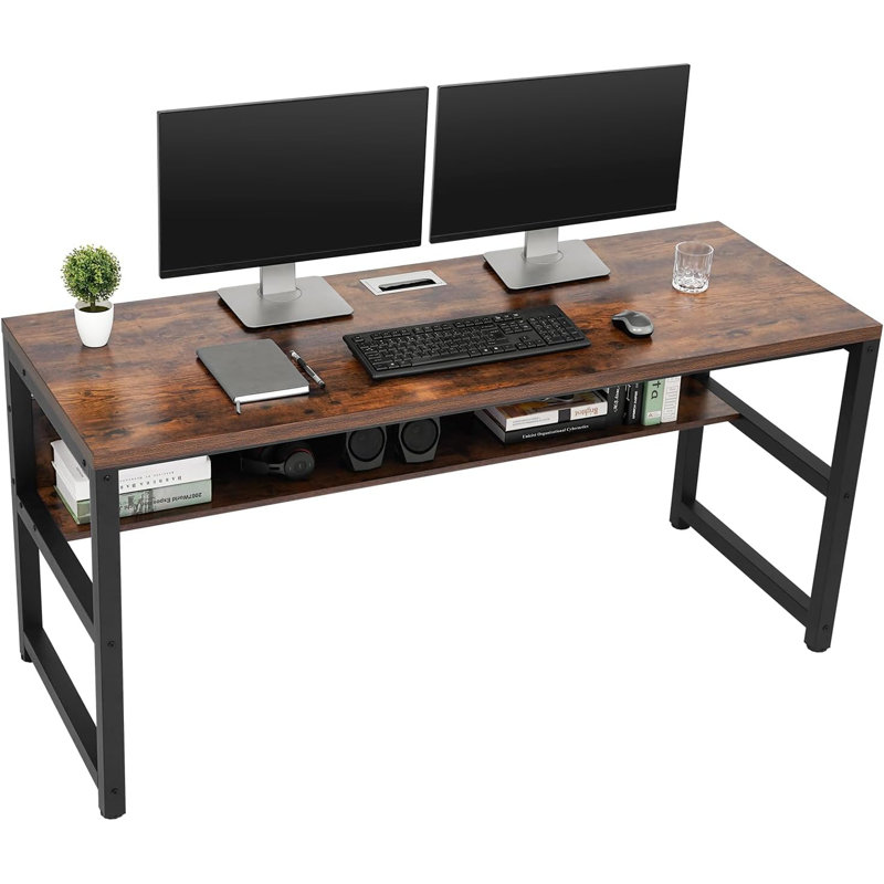 Computer Desk, 63" W x 23.4" D, Walnut