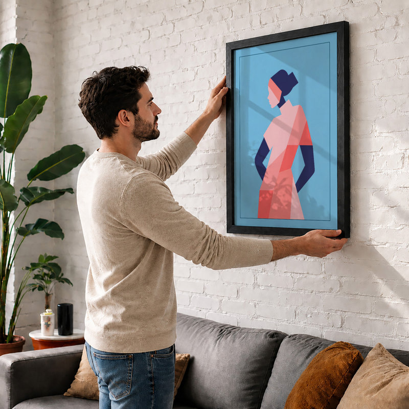 Woman in Profile Modern - Framed Print, A2 - 59.4 x 42.0 cm, Black