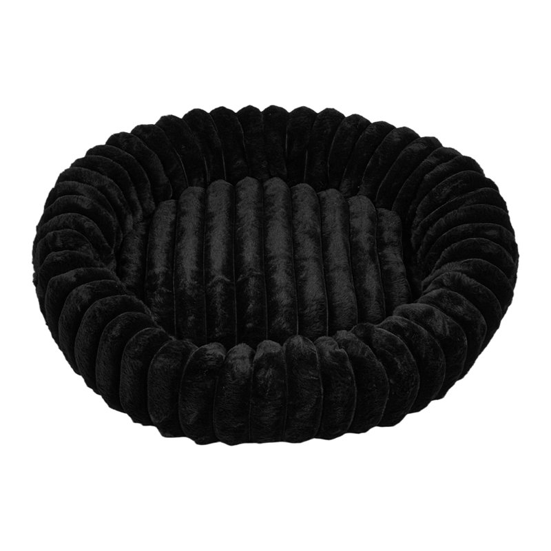 Round Faux Fur Pet Bed, 60cm W x 60cm D, Black