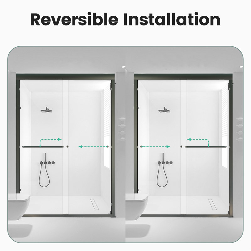 44"-48" Adjustable Shower Door, 72"H, 1/4" Tempered Glass, Matte Black, Optimal Entrance Design Semi- 48"W*72"H, Corrosion And Oxidation