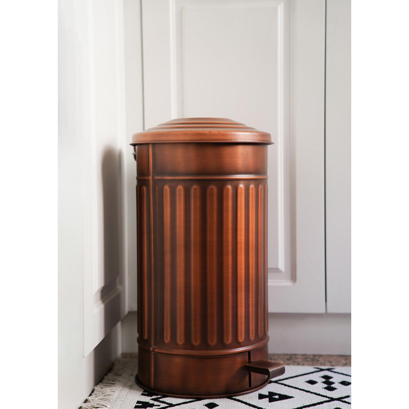 Ava-Mai Steel Step On Kitchen Trash Can, Copper, 24 L