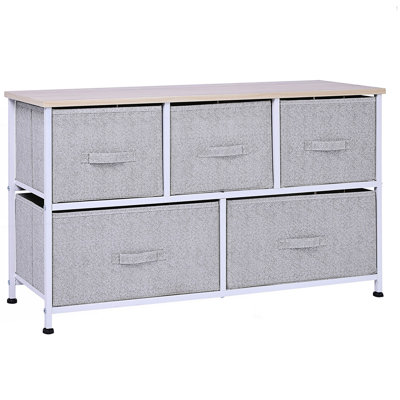 Modern 5 Drawer Horizontal Storage Cube Dresser, Accent Chest