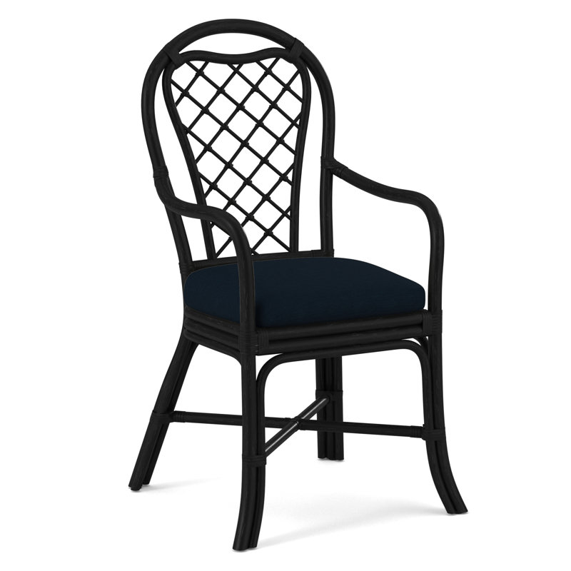 Trellis Dining Arm Chair, Black, White Textured Performance; 0865-91