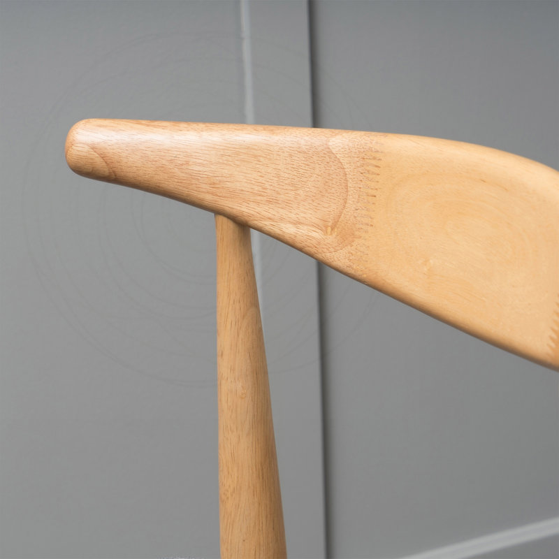 Ensemble de 2 chaises de salle à manger rétro en bois d'hévéa avec dossier ergonomique, Grey Polyester, Natural