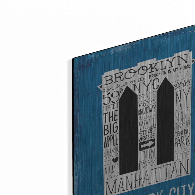 «Iconic NYC V» par Michael Mullan, art mural en métal, H 16 po x l 12 po