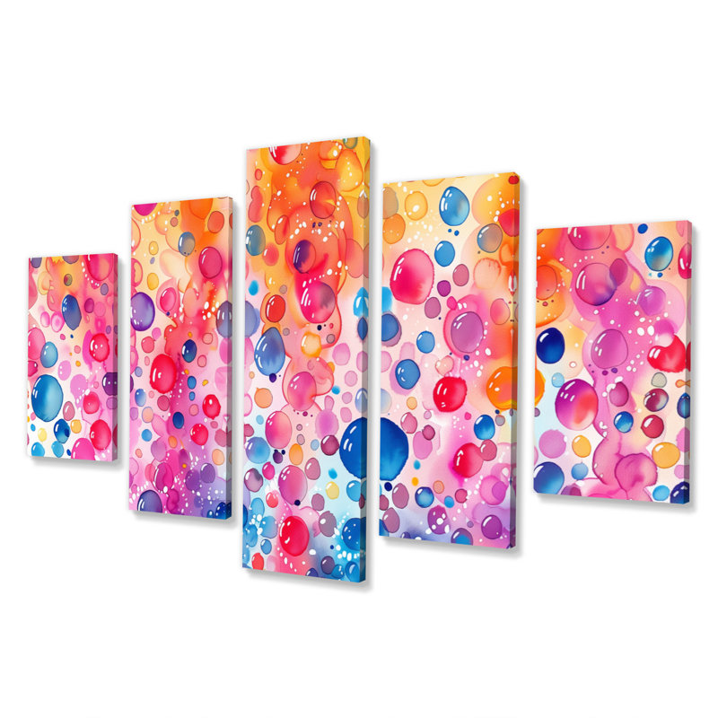 «Pink Blue Aquariums Bubbles I», ensemble de reproductions d'art mural aquariums