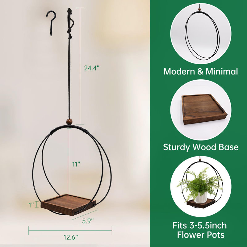 Metal Wall Planter, 64.5cm H x 32cm W x 15cm D, Black