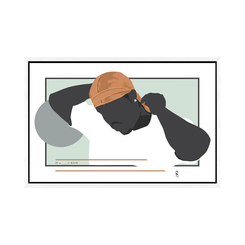 If You Know - Ode To The Durag II by GNODpop - Print on Canvas, 45.72cm H x 66.04cm W x 3.81cm D, White Framed