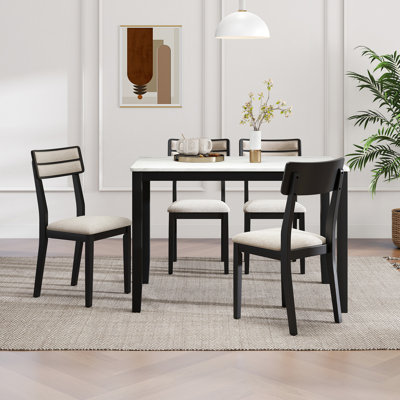 Ensemble de 2 chaises de salle à manger modernes avec dossier inclinable et pieds en bois d'hévéa