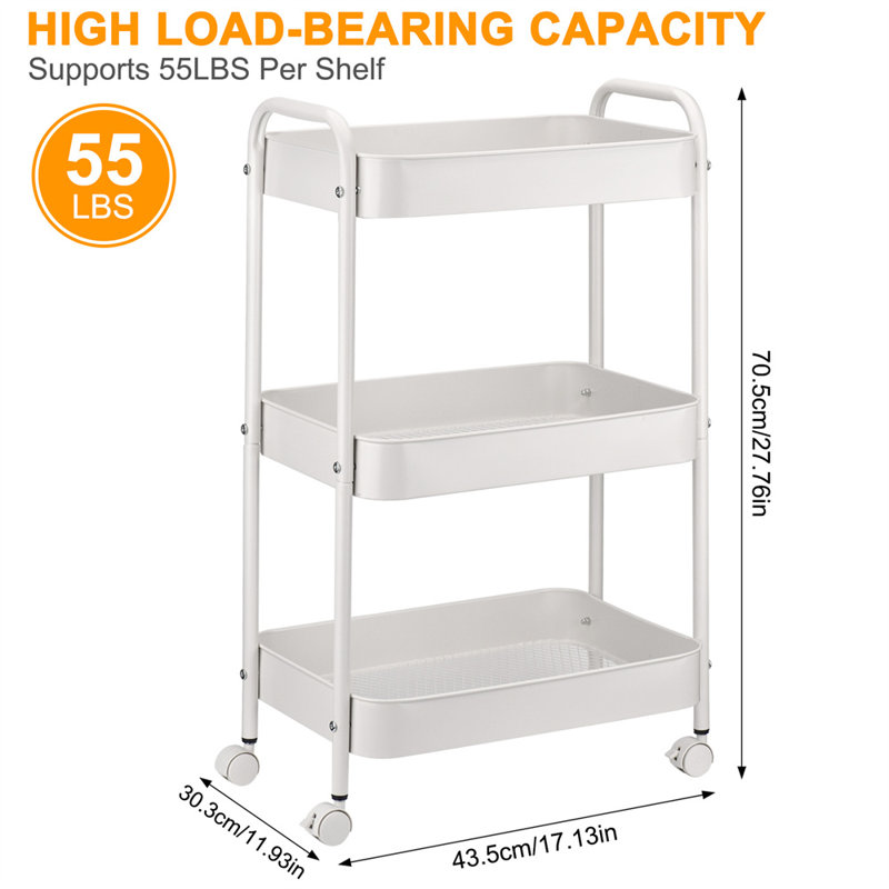 3-Tier Rolling Utility Cart with Handle