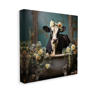 Art mural rétro par vache dans la baignoire par Lazar Studio