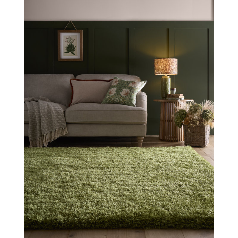 Coopers Olive Green Shaggy Rug, Rectangle 160 x 230cm
