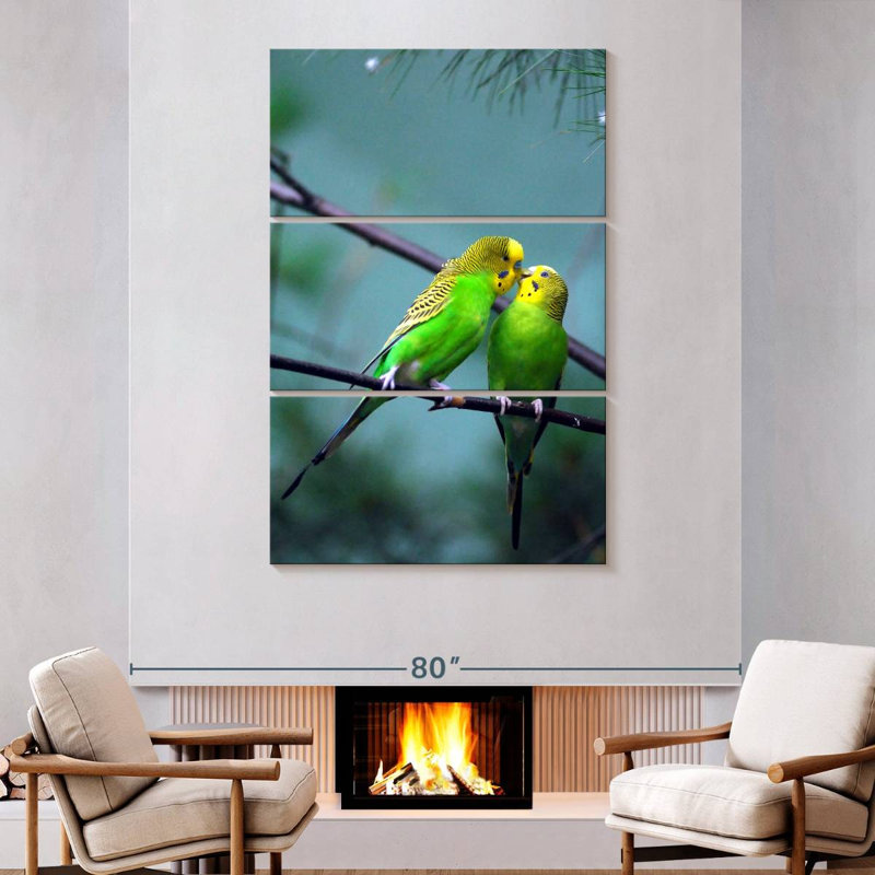 Brampt Kissing Parakeets, 74" H x 48" W