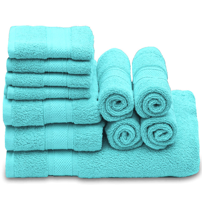 Kimmarie 11 Piece Cotton Towel Set, Bath Towel 27x54", 2 Hand Towels 16x28" and 8 Wash Cloths 12x12", Wine Red