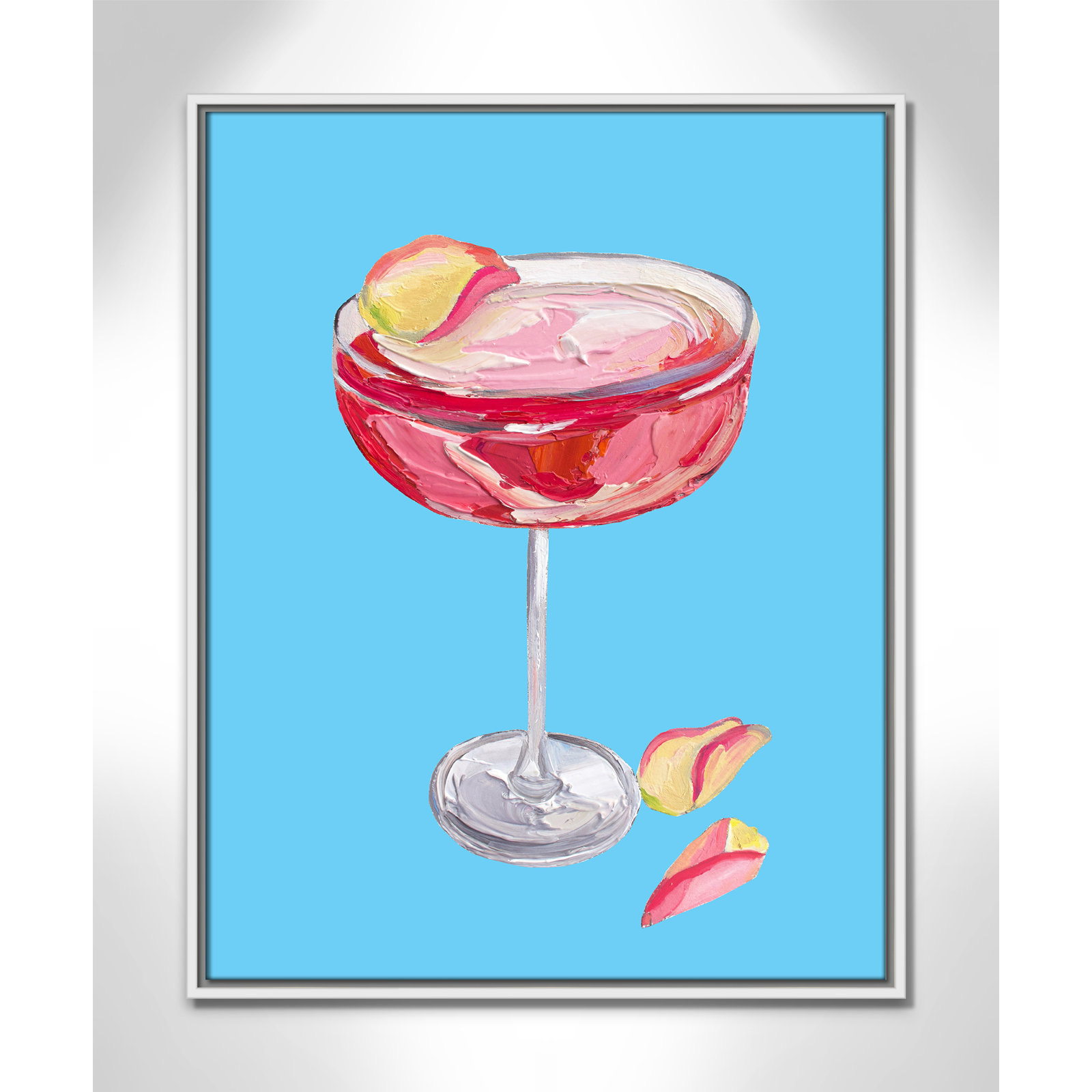 Sparkling Rose Gin Cocktail Print by Straker, 29.5" H x 23.5" W, White Floater