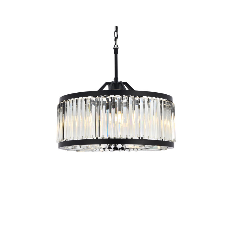 Dorinda 8 - Light Drum Chandelier, Matte Black, Crystal (Clear)
