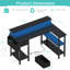 Computer Desk with Monitor Stand, Gaming Desk with LED Lights and Power Sockets-1543155061