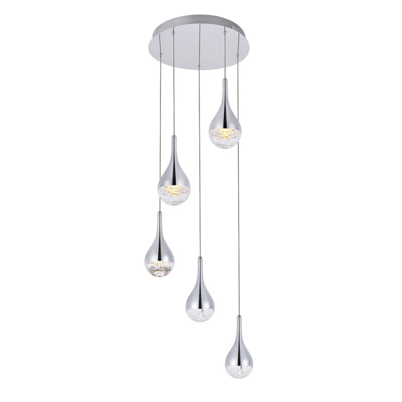 Carilyn - Light Cluster Teardrop LED Pendant, 5, 9" H x 14.50" W x 14.50" D