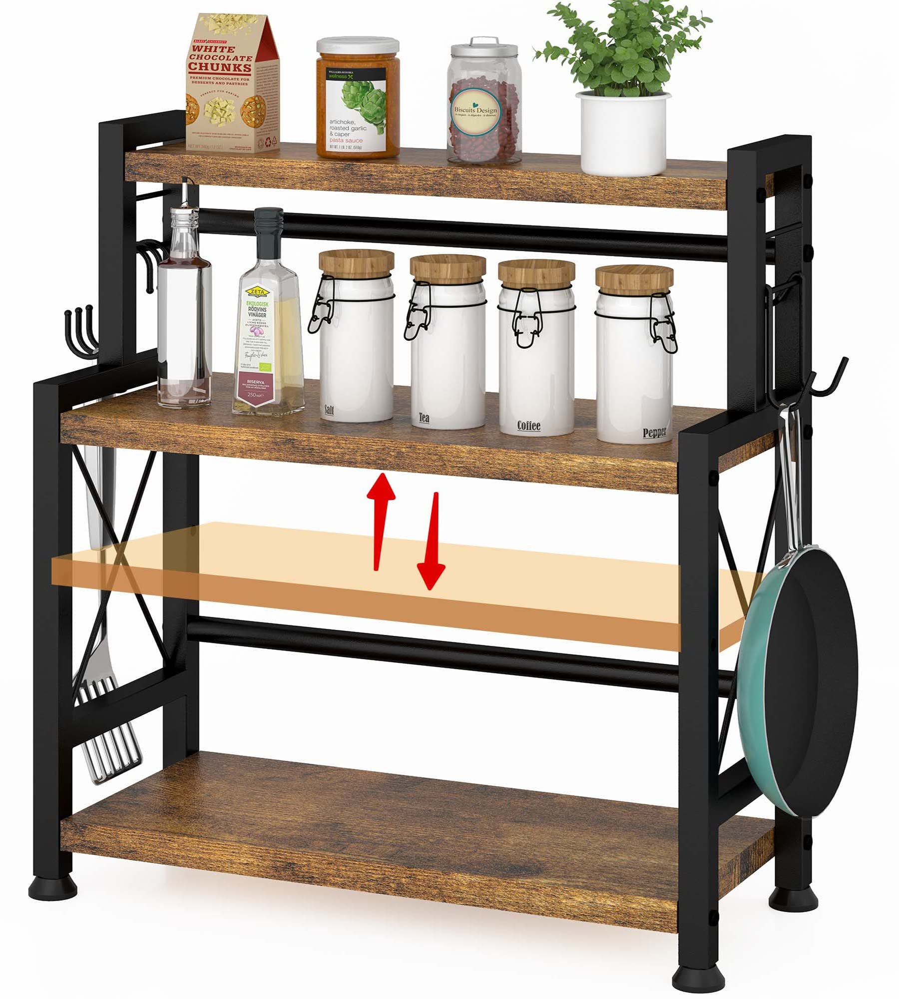 17 Stories Free-standing Wood Spice Rack with Adjustable Racks