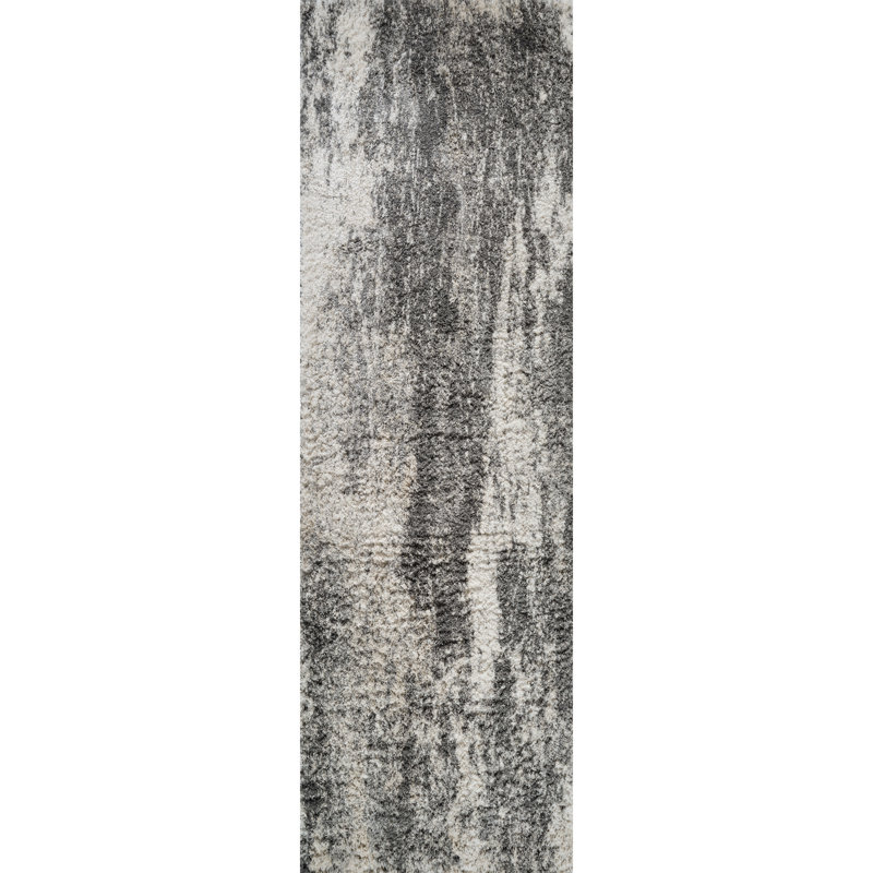 Elison Grey/Beige Indoor Plush Shag Rug, Runner 2'2" x 6'