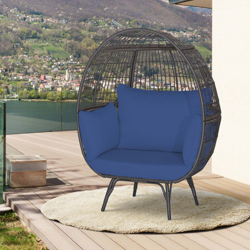 Chaise de patio avec coussins Donavan, Bleu marine