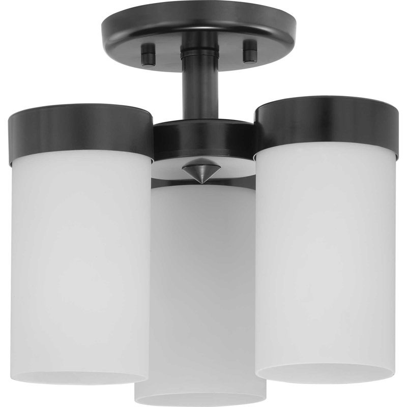 Plafonnier semi-encastré 3 lumières 11,75 po Preston, Noir
