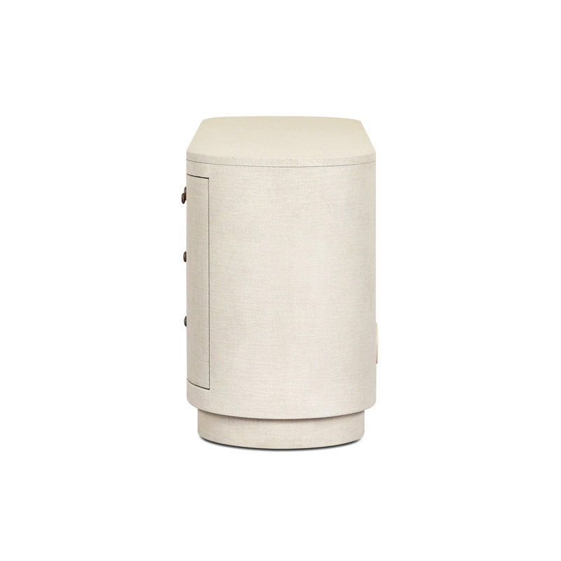 Amelia Media Console, Ivory Painted Linen