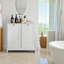 Panier à linge incliné avec panier amovible, panier à linge caché, armoire de rangement pour panier de salle de bain, organisateur de maison autoportant, blanc