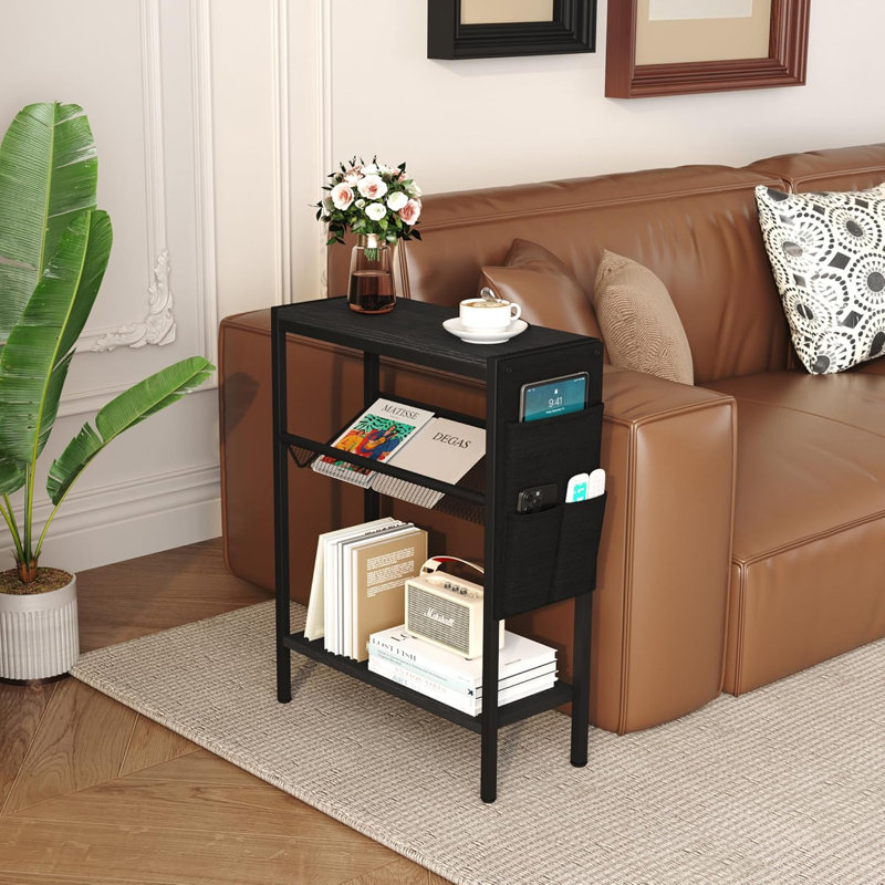 Alket Side Table with Storage, Black