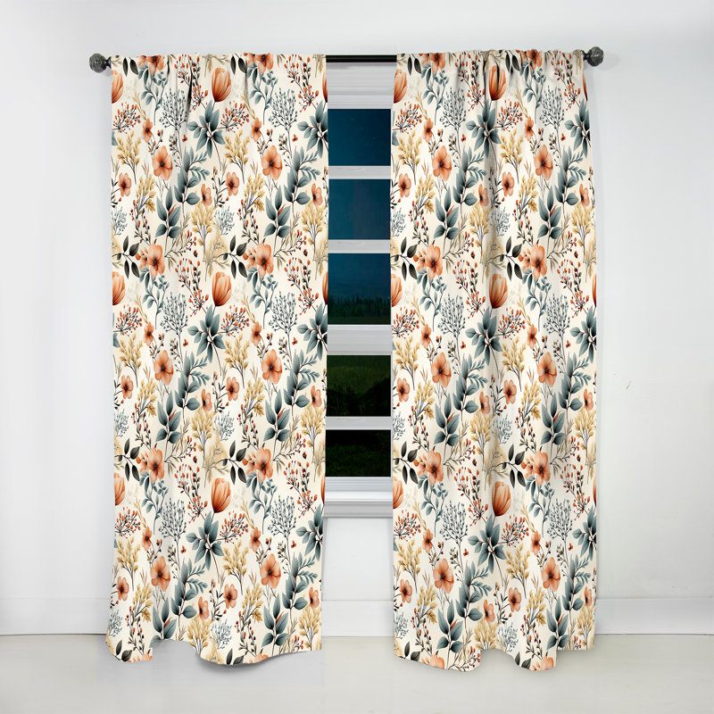 Botanical Flowers Rustic Charm I - Rideau floral - Rideau floral obscurcissant - 1 panneau, L 52 po x L 84 po
