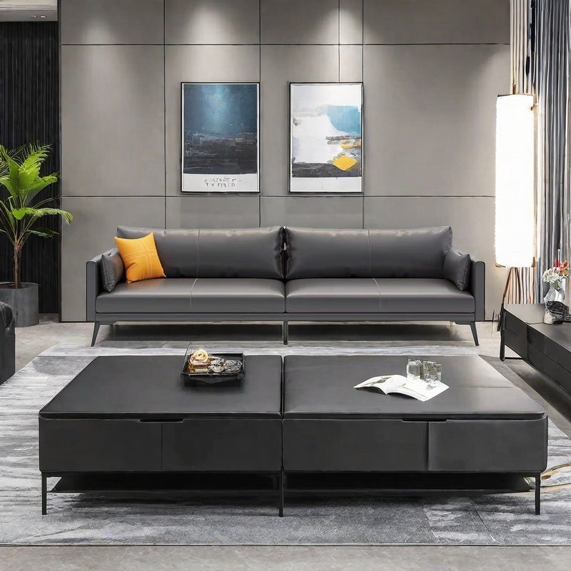 Italian simple leisure office sofa, 30.3" H x 110.2" W x 35.04" D, 4