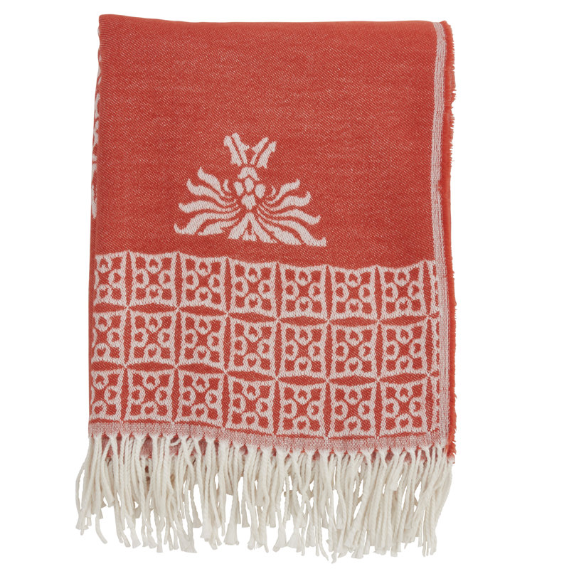 50" x 60" Persimmon Medallion Design Fringed Throw Blanket