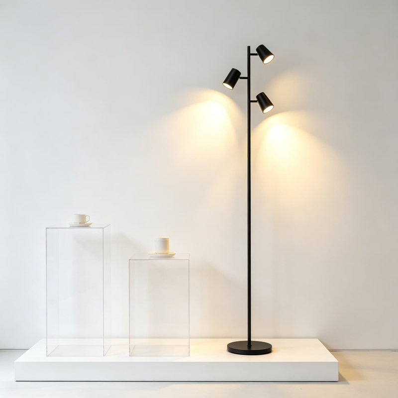 Lampe sur pied à DEL avec 3 têtes réglables, lampe sur pied à intensité variable de 4000LM, 6 températures de couleur et télécommande, lampe haute moderne pour le salon, la chambre à coucher, le bureau