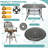  10-piece Outdoor Bar Set, All Weather Cast Aluminum Patio Bar Furniture With 8 Cushioned Swivel Bar Stools, Large 64" Square Patio Bar Height Table With Detachable Lazy Susan, 2" Umbrella Hole