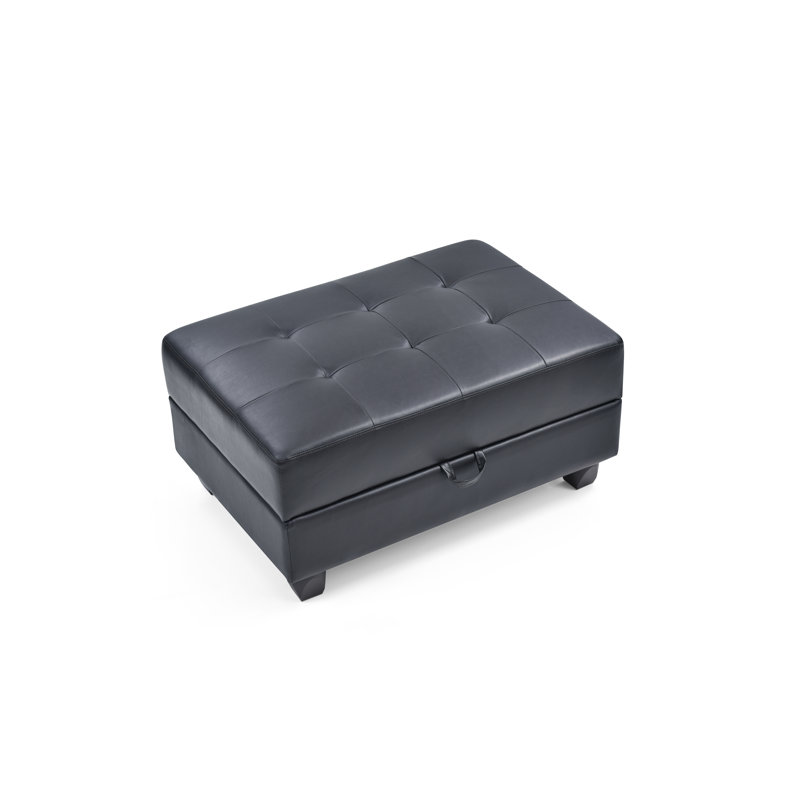 Bella Faux Leather Ottoman, Faux Leather Black