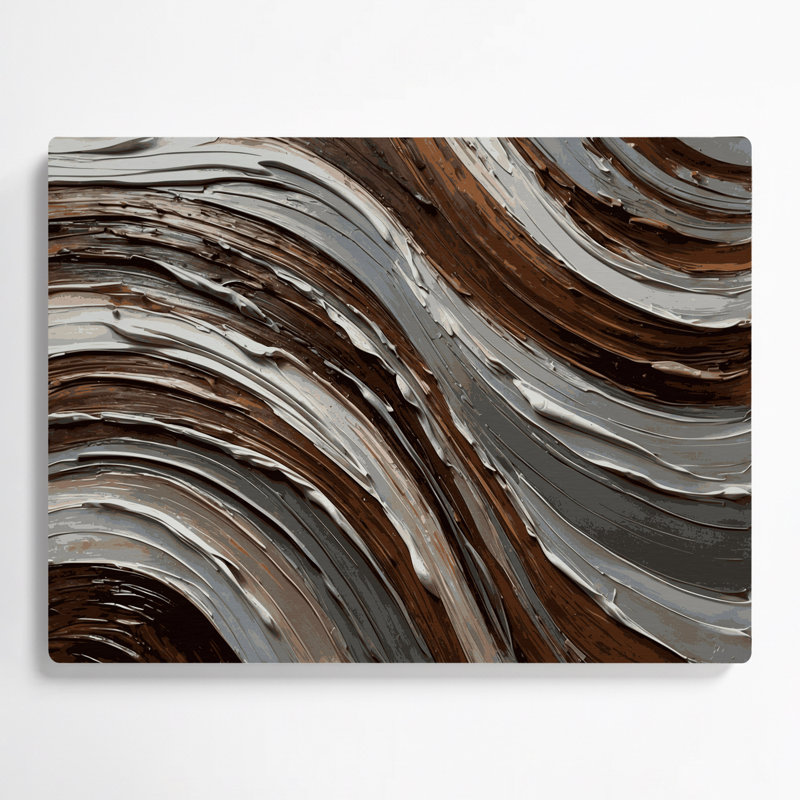 Art mural horizontal en métal rayé horizontal gris clair et noir, H 12 po x l 18 po