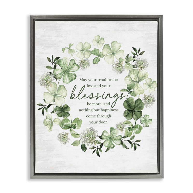 Couronne de proverbe irlandais, H 21 po x l 17 po, Cadre flottant gris lustré