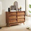 Commode double 6 tiroirs avec design biseauté et rétro, brun, l 47,3 po x P 13,5 po, idéale pour la chambre de bébé