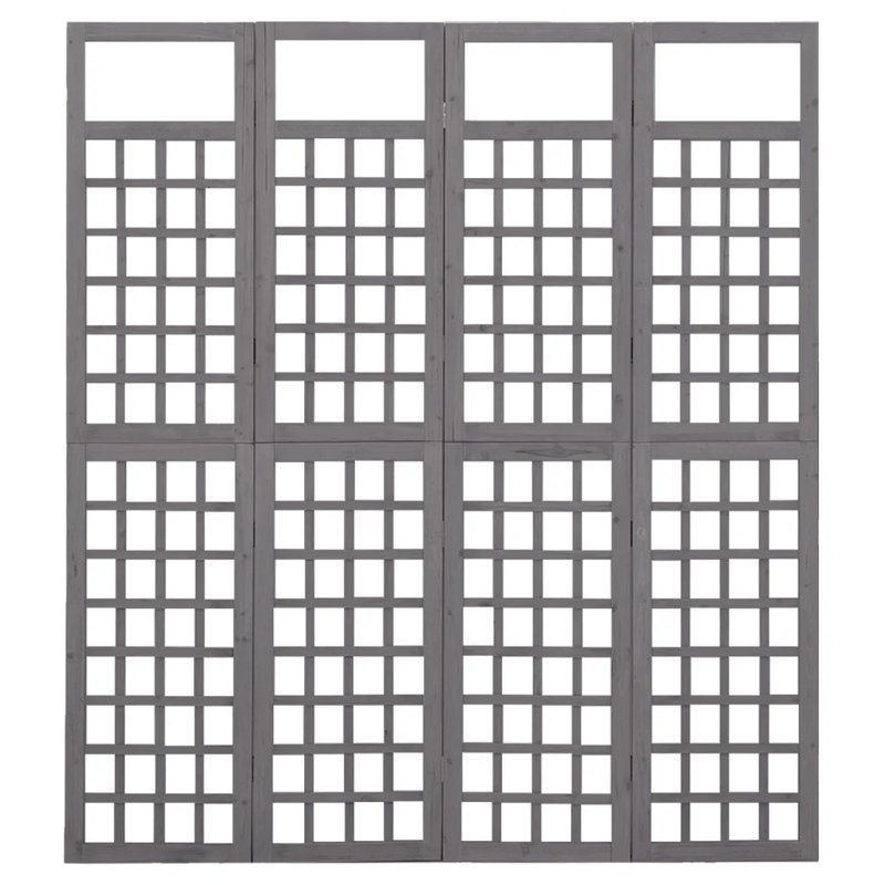 Merritt Solid Wood Folding Room Divider, 4, Grey