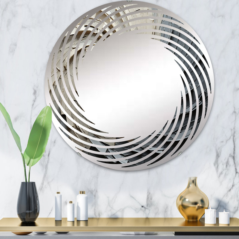 Miroir mural gris et beige à mouvement méditatif III MIR106124 C, 31,4 po x 31,4 po