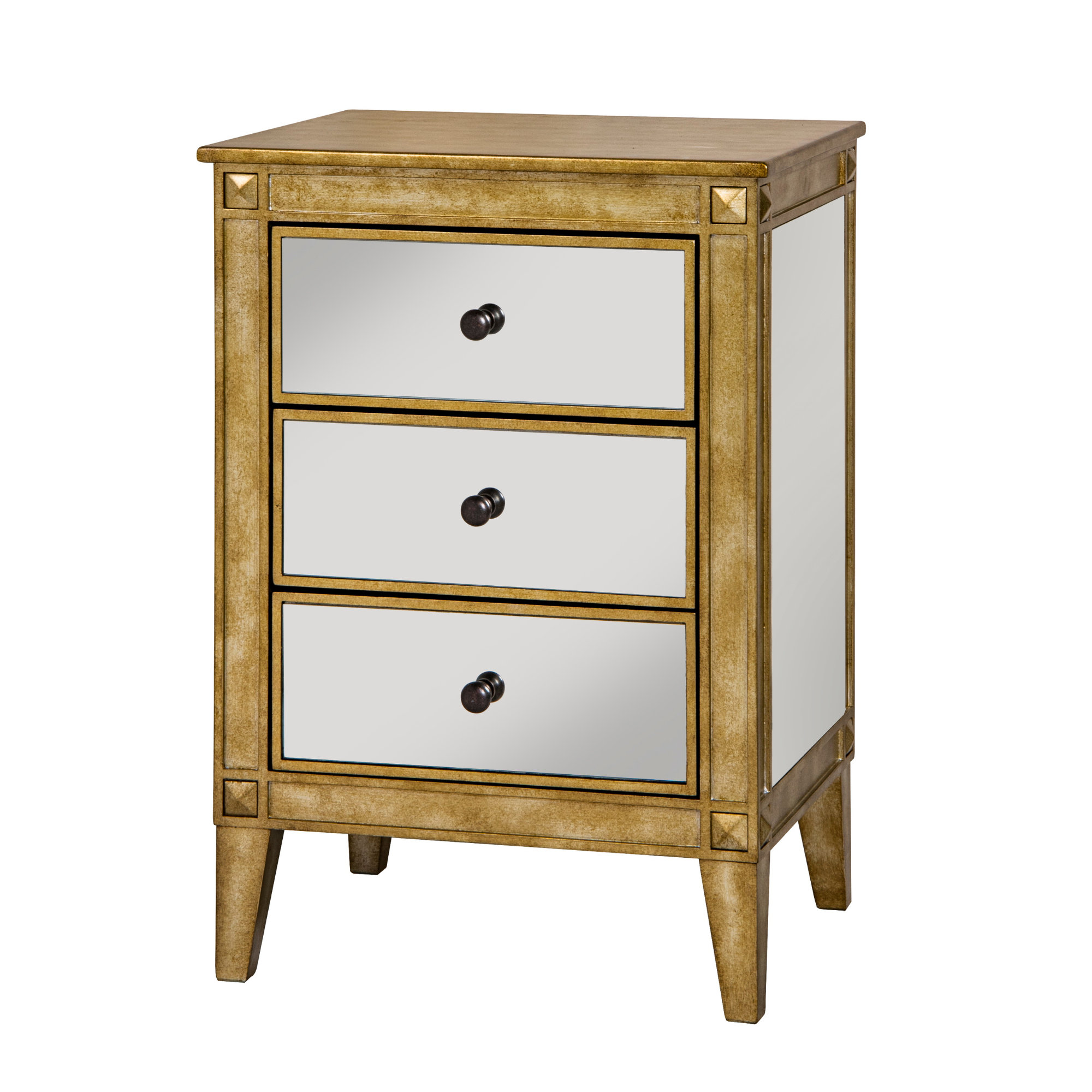 Rosdorf Park Luxury European Style Mirrored Glass Nightstand Wayfair