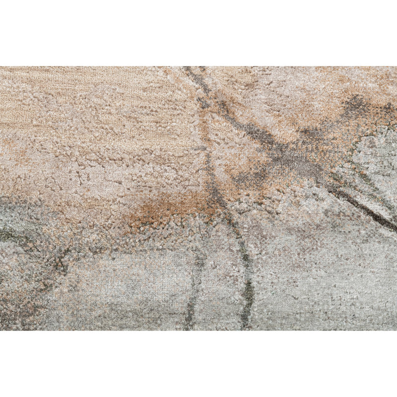 High-Quality Hand-Knotted Grey And Natural Area Rug, Rectangle 8' x 10'