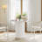 Modern 31.5" fluted round dining table with a silver outline-1844694037