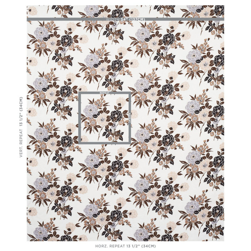 Valentina Floral Fabric, Brown
