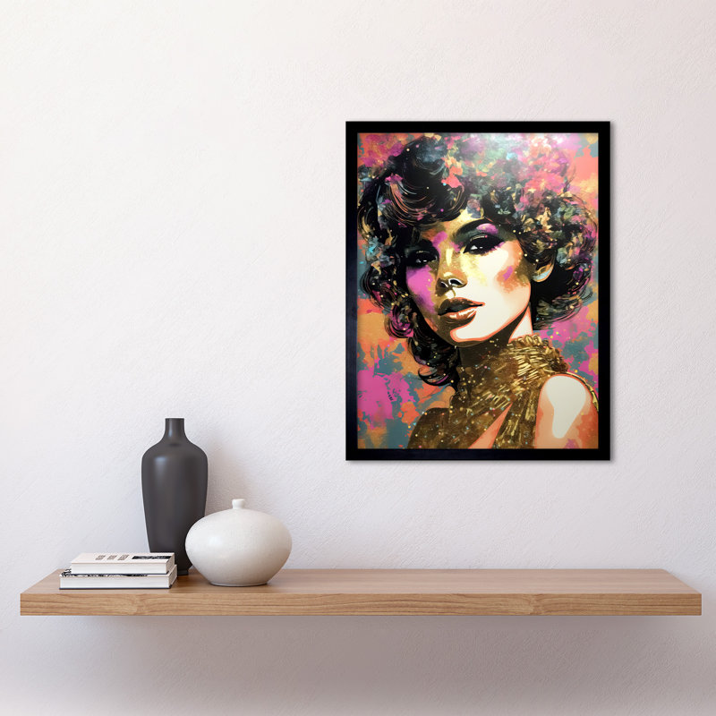 Alaiia Young Woman Gold Glam Sparkle - Single Picture Frame Print