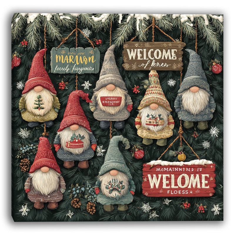 Art mural sur toile Merry Gnome Gathering, H 30 po x l 30 po